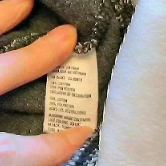 AEO Navy Marled Sweatshirt White Ruffled Bottom Hem - Picture 4 of 4